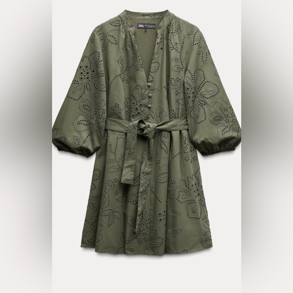 Zara rubberized embroidery short dress XXL